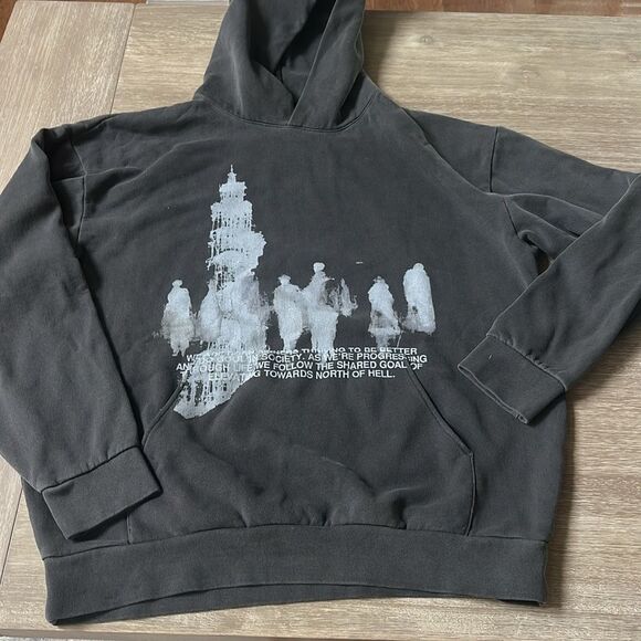 SOUTH OF HEAVEN NORTH OF HELL - Heavyweight Hoodie Vintage Washed Size XL NEW - Picture 3 of 5